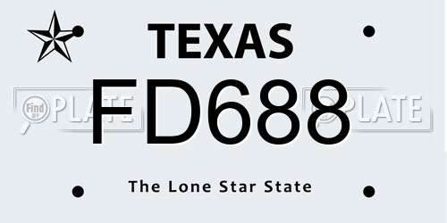 FD688 Texas License Plate