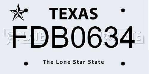 FDB0634 Texas License Plate