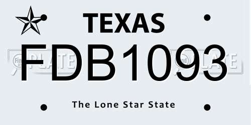 FDB1093 Texas License Plate