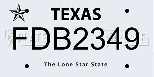 FDB2349 Texas License Plate