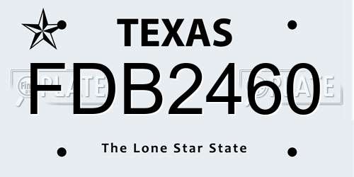 FDB2460 Texas License Plate