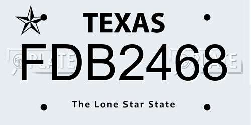FDB2468 Texas License Plate
