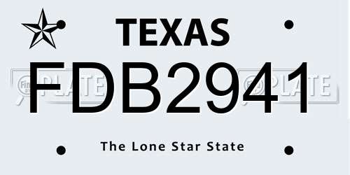 FDB2941 Texas License Plate