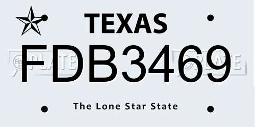 FDB3469 Texas License Plate