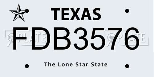 FDB3576 Texas License Plate