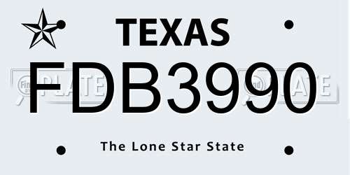 FDB3990 Texas License Plate