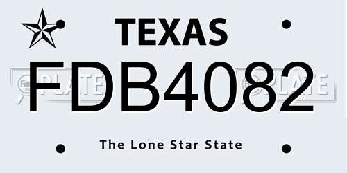 FDB4082 Texas License Plate