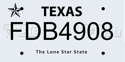FDB4908 Texas License Plate
