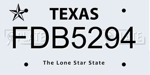FDB5294 Texas License Plate