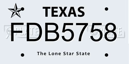 FDB5758 Texas License Plate