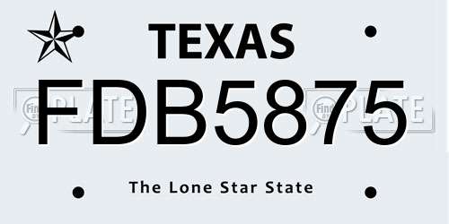 FDB5875 Texas License Plate