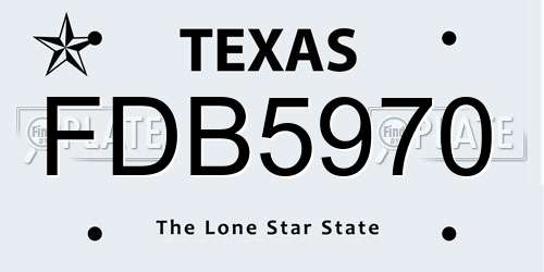 FDB5970 Texas License Plate