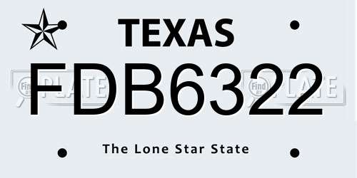 FDB6322 Texas License Plate