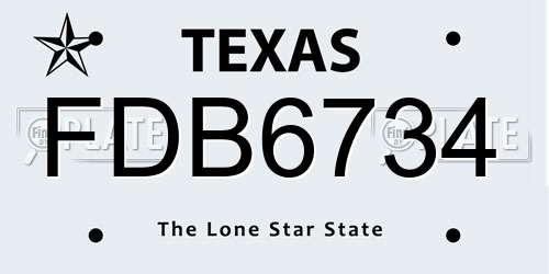 FDB6734 Texas License Plate