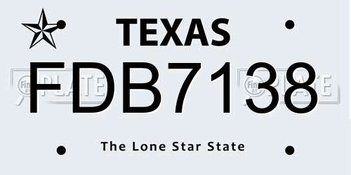 FDB7138 Texas License Plate