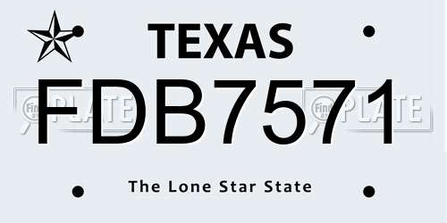 FDB7571 Texas License Plate