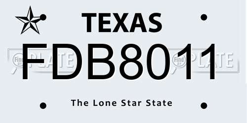 FDB8011 Texas License Plate