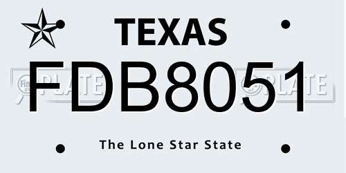 FDB8051 Texas License Plate