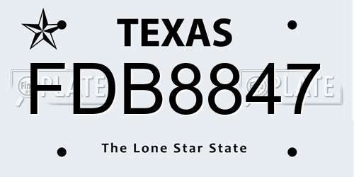FDB8847 Texas License Plate