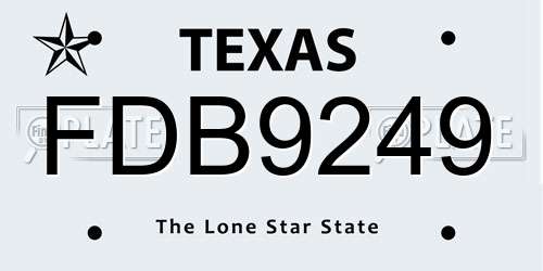 FDB9249 Texas License Plate
