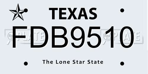 FDB9510 Texas License Plate