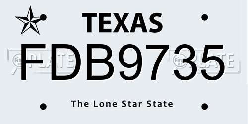 FDB9735 Texas License Plate