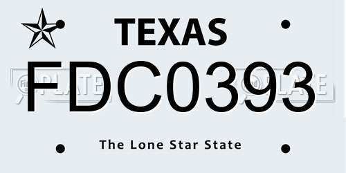 FDC0393 Texas License Plate