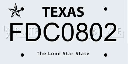 FDC0802 Texas License Plate