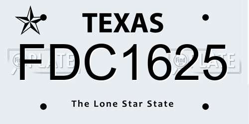 FDC1625 Texas License Plate