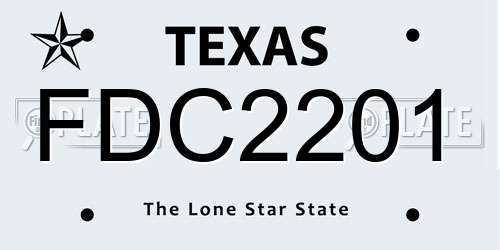 FDC2201 Texas License Plate