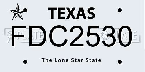 FDC2530 Texas License Plate