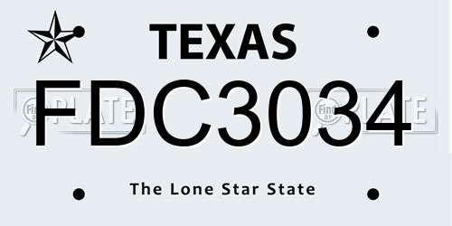 FDC3034 Texas License Plate