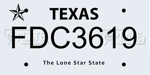 FDC3619 Texas License Plate