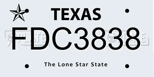 FDC3838 Texas License Plate