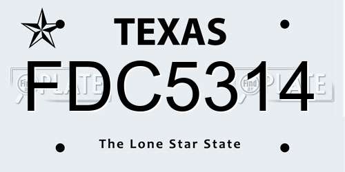 FDC5314 Texas License Plate