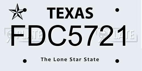 FDC5721 Texas License Plate