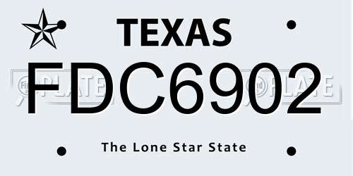 FDC6902 Texas License Plate