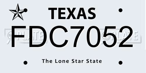 FDC7052 Texas License Plate