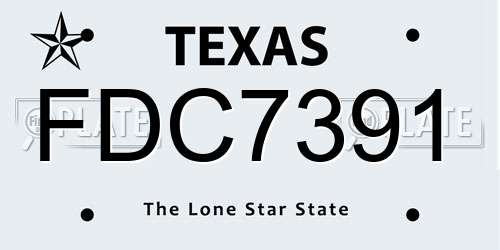 FDC7391 Texas License Plate