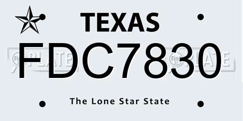 FDC7830 Texas License Plate