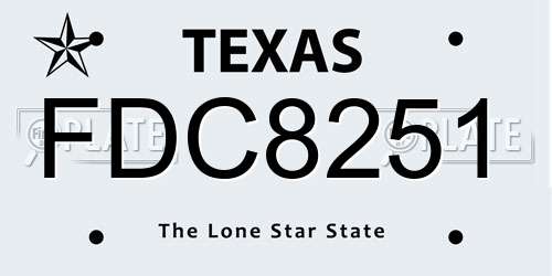 FDC8251 Texas License Plate