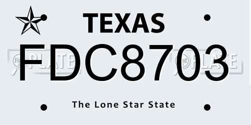 FDC8703 Texas License Plate
