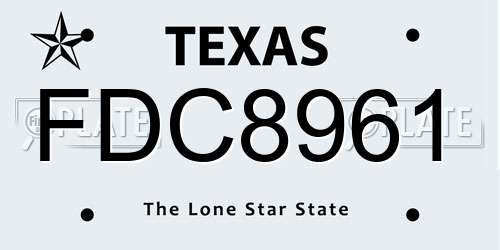 FDC8961 Texas License Plate
