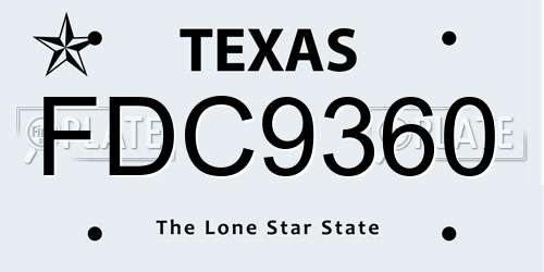 FDC9360 Texas License Plate