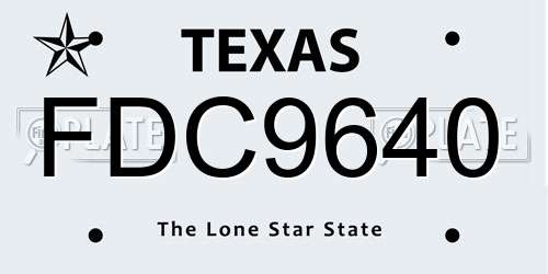 FDC9640 Texas License Plate