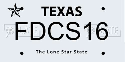 FDCS16 Texas License Plate