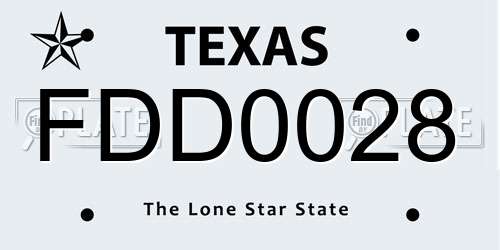 FDD0028 Texas License Plate