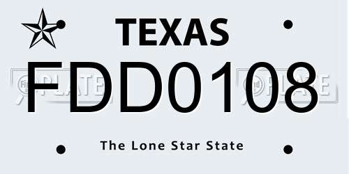 FDD0108 Texas License Plate