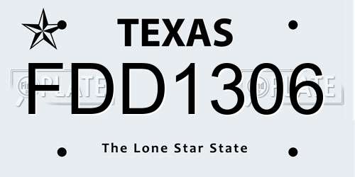 FDD1306 Texas License Plate