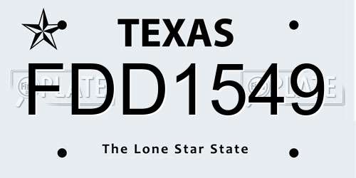 FDD1549 Texas License Plate